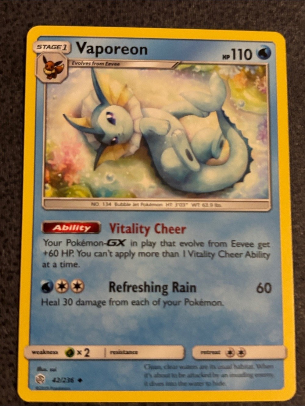 Vaporeon Cosmic Eclipse Pokémon Card